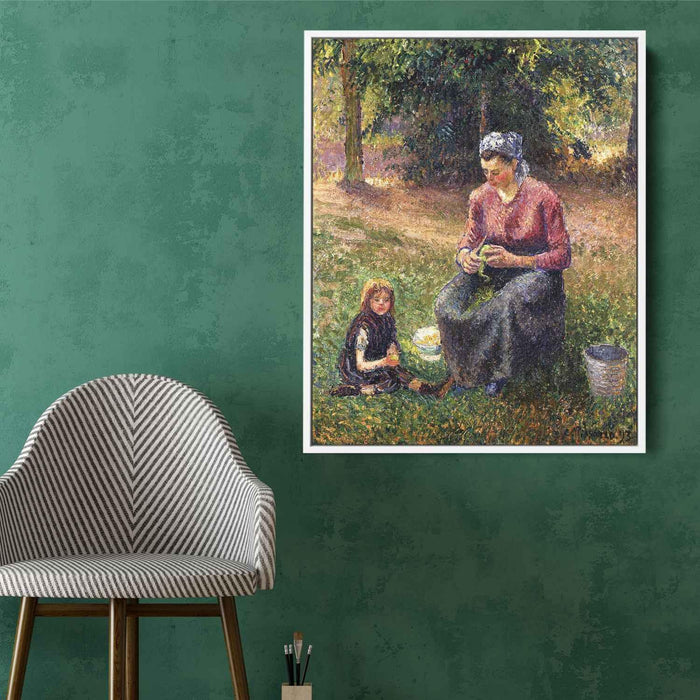 Peasant Woman and Child, Eragny by Camille Pissarro - Canvas Artwork