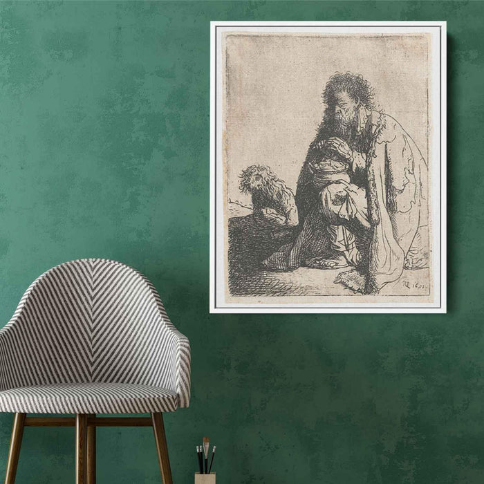 Seated beggar and his dog (1629) by Rembrandt - Canvas Artwork
