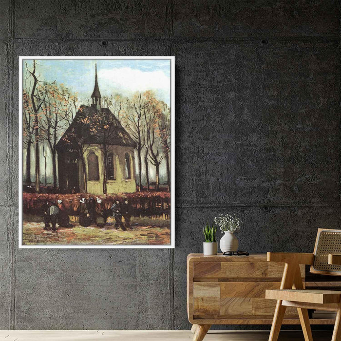 Congregation Leaving the Reformed Church in Nuenen (1884) by Vincent van Gogh - Canvas Artwork