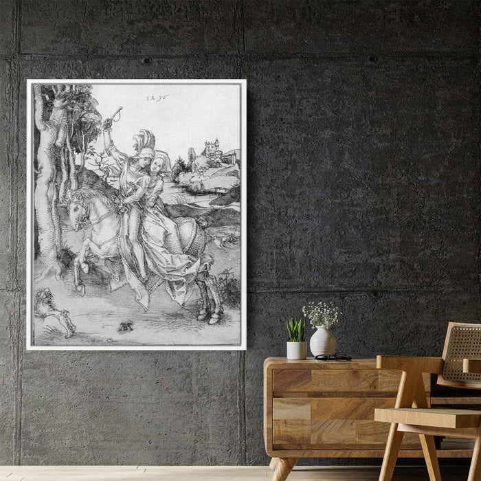 Couple on Horseback (1496) by Albrecht Durer - Canvas Artwork