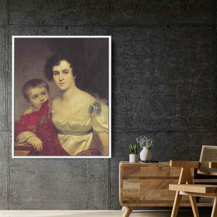 Portrait of A. I. Molchanova with Daughter (1814) by Orest Kiprensky - Canvas Artwork