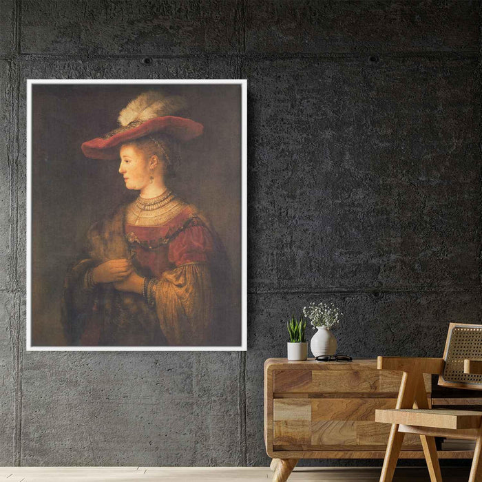 Portrait of Saskia van Uylenburgh (1634) by Rembrandt - Canvas Artwork