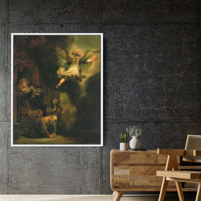 The Archangel Raphael Taking Leave of the Tobit Family (1637) by Rembrandt - Canvas Artwork