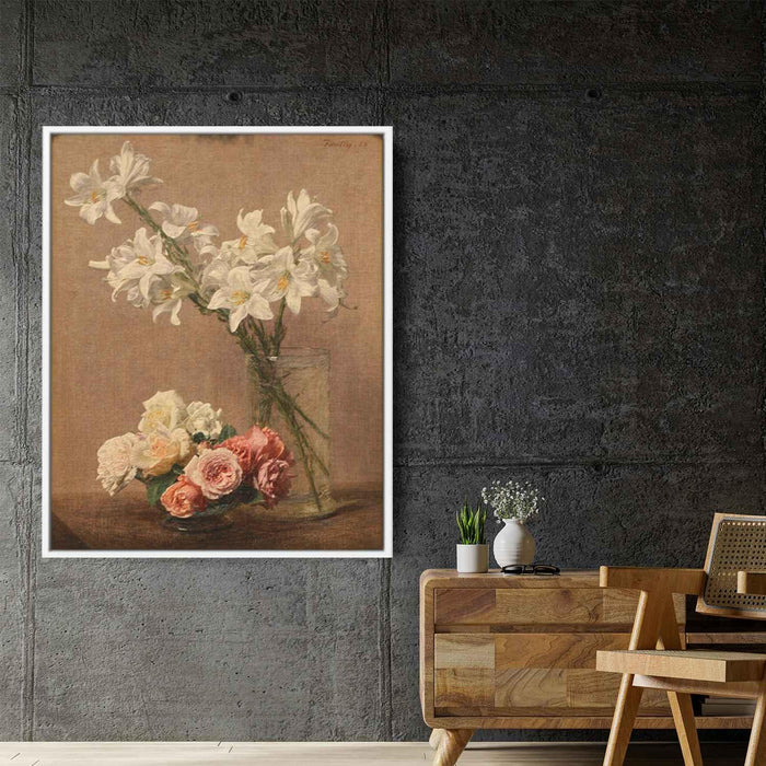 Roses and Lilies by Henri Fantin-Latour - Canvas Artwork