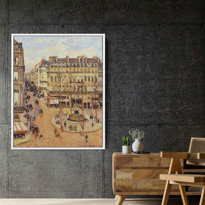 Rue Saint Honore Morning Sun Effect, Place du Theatre Francais by Camille Pissarro - Canvas Artwork