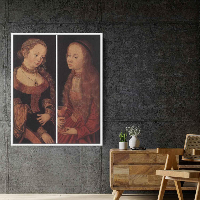 St. Catherine and St. Barbara by Lucas Cranach the Elder - Canvas Artwork