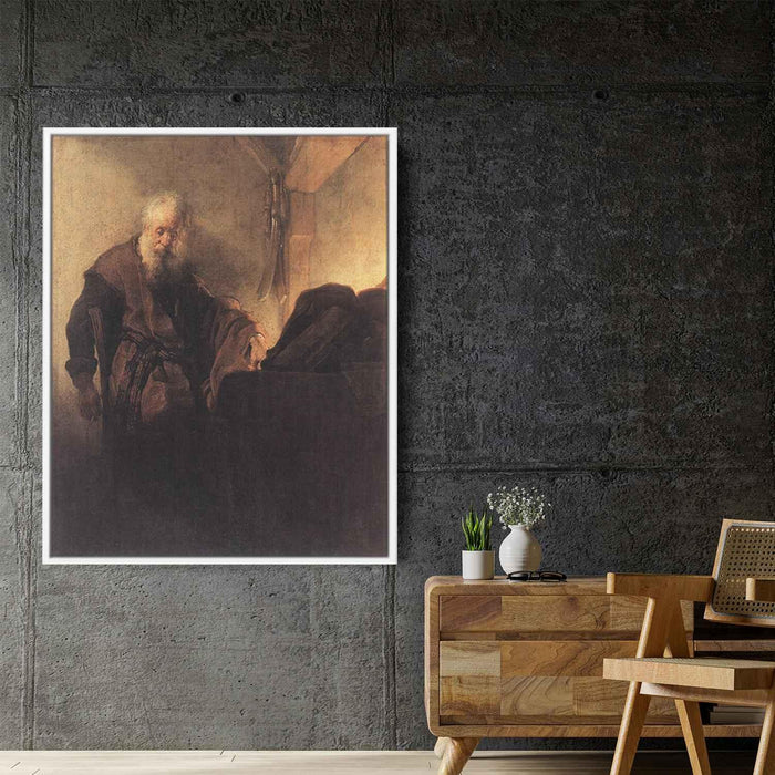 St. Paul at his Writing Desk (1630) by Rembrandt - Canvas Artwork