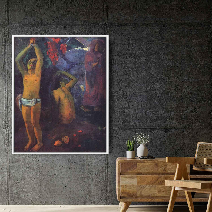 Tahitian Man with His Arms Raised (1897) by Paul Gauguin - Canvas Artwork