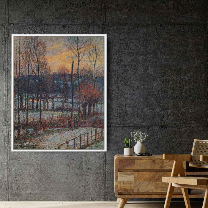 The Effect of Snow, Sunset, Eragny by Camille Pissarro - Canvas Artwork