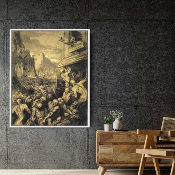 The Riot or Scene of Revolution, or Destruction of Sodome by Honore Daumier - Canvas Artwork