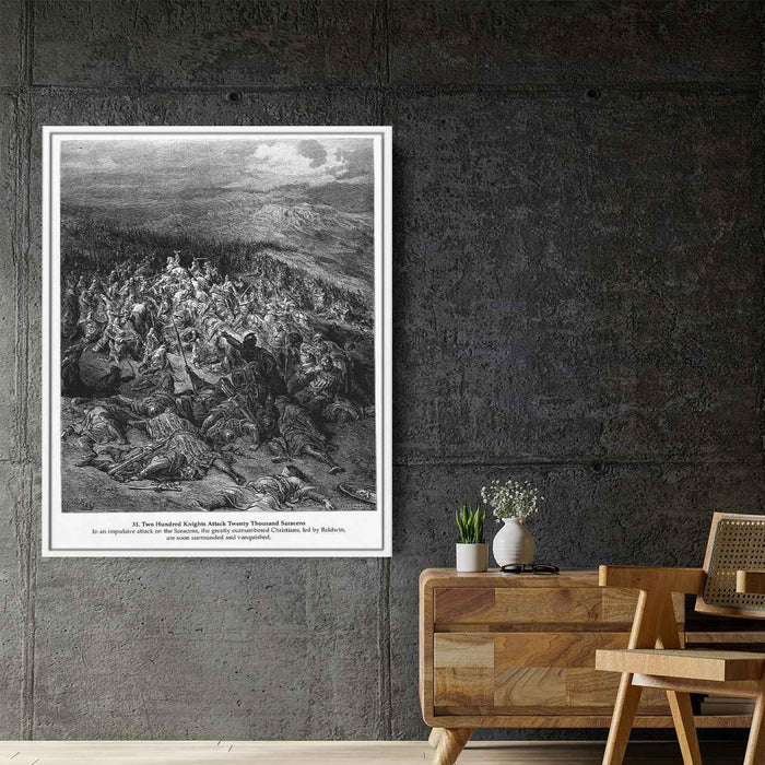 Two Hundred Knights Attack Twenty Thousand Saracens by Gustave Dore - Canvas Artwork