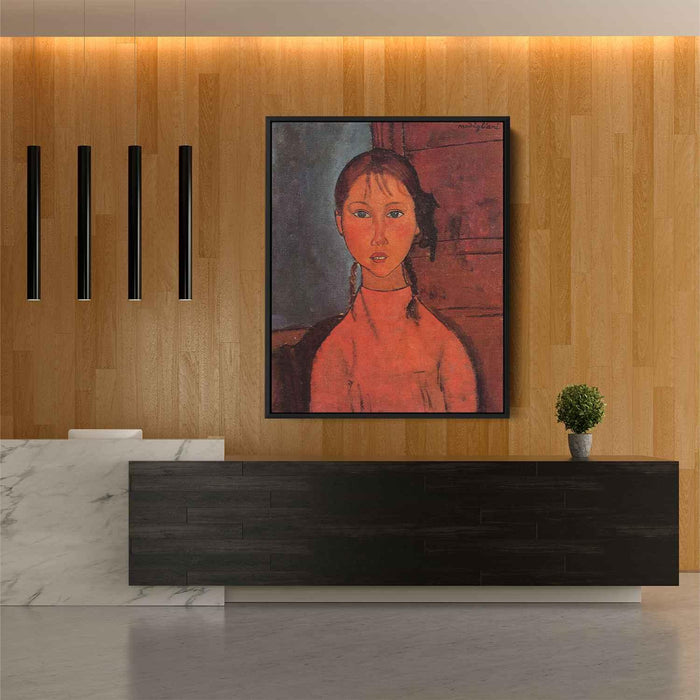 Girl with Pigtails (1918) by Amedeo Modigliani - Canvas Artwork