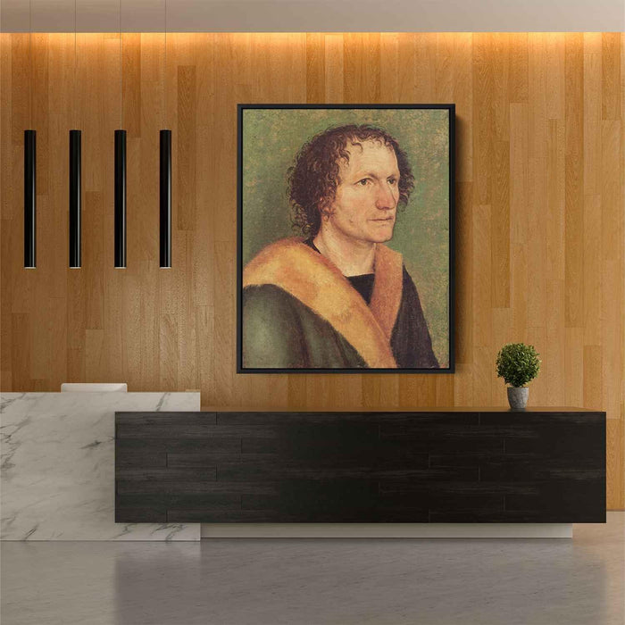 Male portrait before green base (1497) by Albrecht Durer - Canvas Artwork