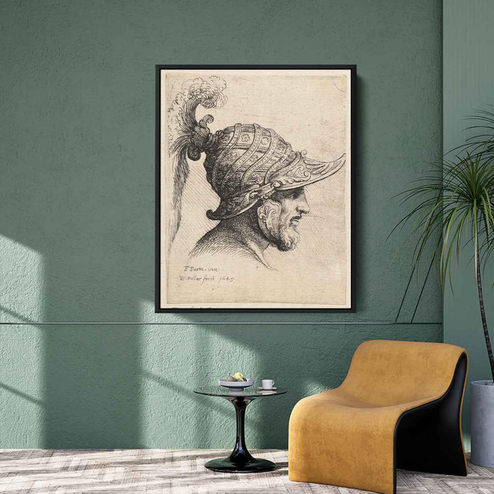 Helmet crossed with curved strips and rosettes by Parmigianino - Canvas Artwork