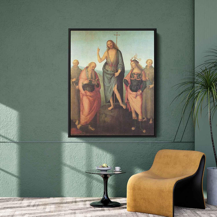 John the Baptist and four saints (1510) by Pietro Perugino - Canvas Artwork