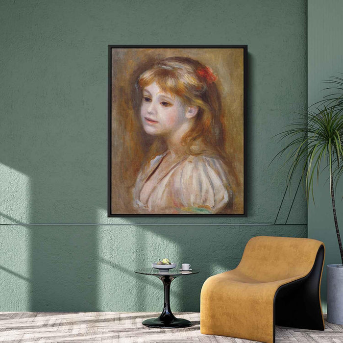 Little Girl with a Red Hair Knot (1890) by Pierre-Auguste Renoir - Canvas Artwork