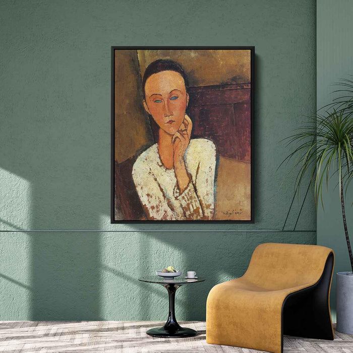 Lunia Czechowska with her left hand on her cheek (1918) by Amedeo Modigliani - Canvas Artwork