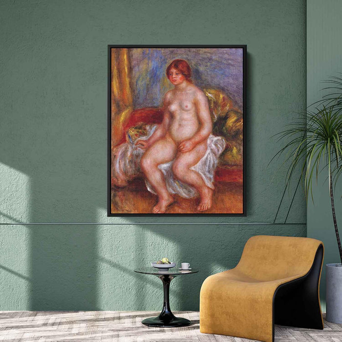 Nude Woman on Green Cushions (1909) by Pierre-Auguste Renoir - Canvas Artwork