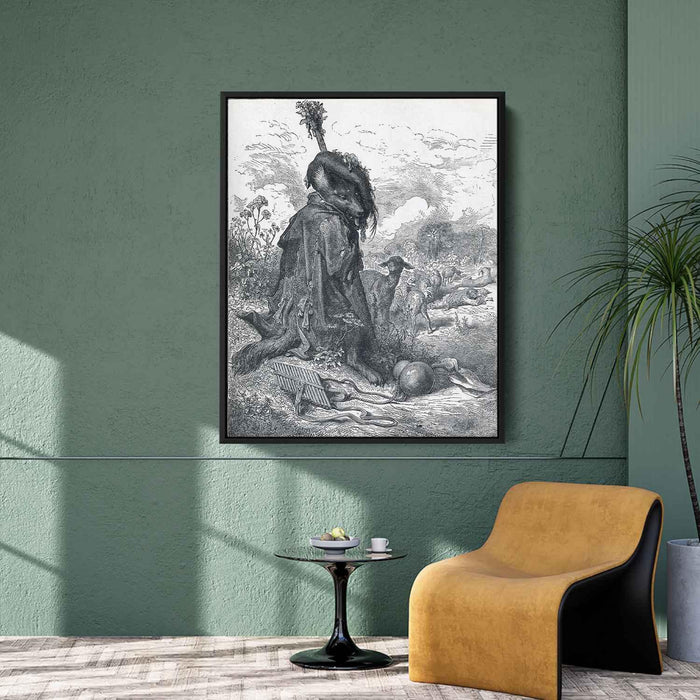 Shepherd wolf by Gustave Dore - Canvas Artwork