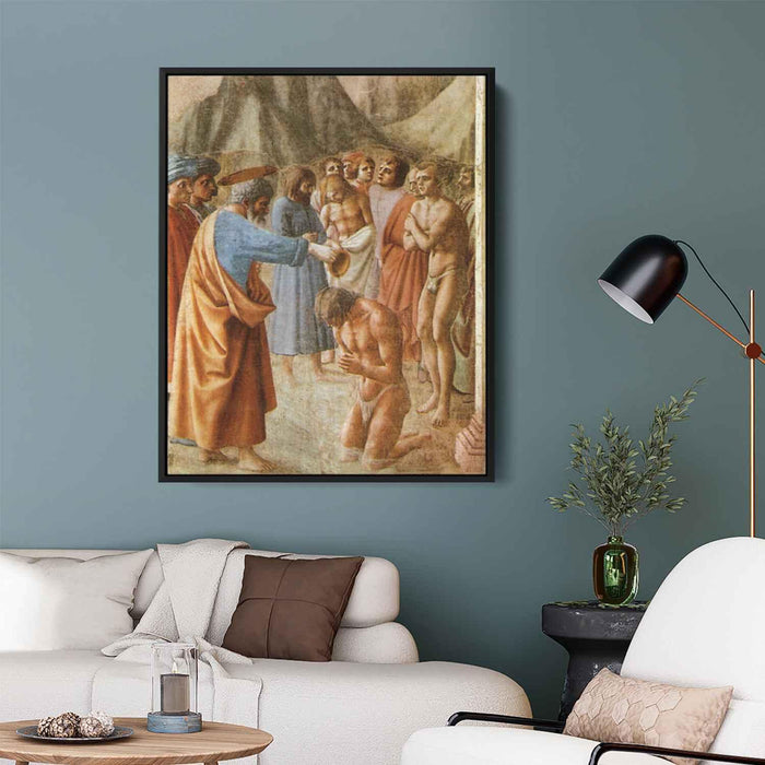 Baptism of the Neophytes (1427) by Masaccio - Canvas Artwork