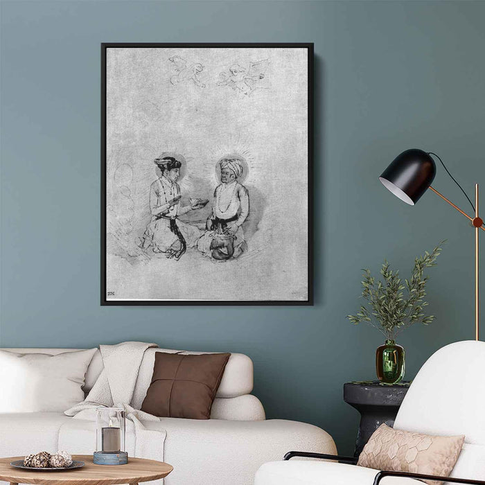 Emperor Akbar and his son, the future Eperor Djahângir by Rembrandt - Canvas Artwork