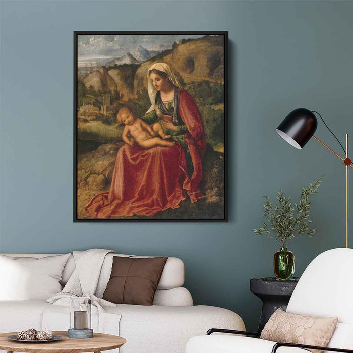 Madonna and Child in a Landscape (1504) by Giorgione - Canvas Artwork