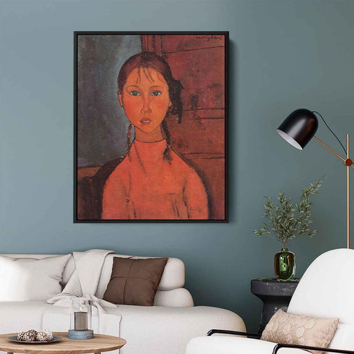 Girl with Pigtails (1918) by Amedeo Modigliani - Canvas Artwork