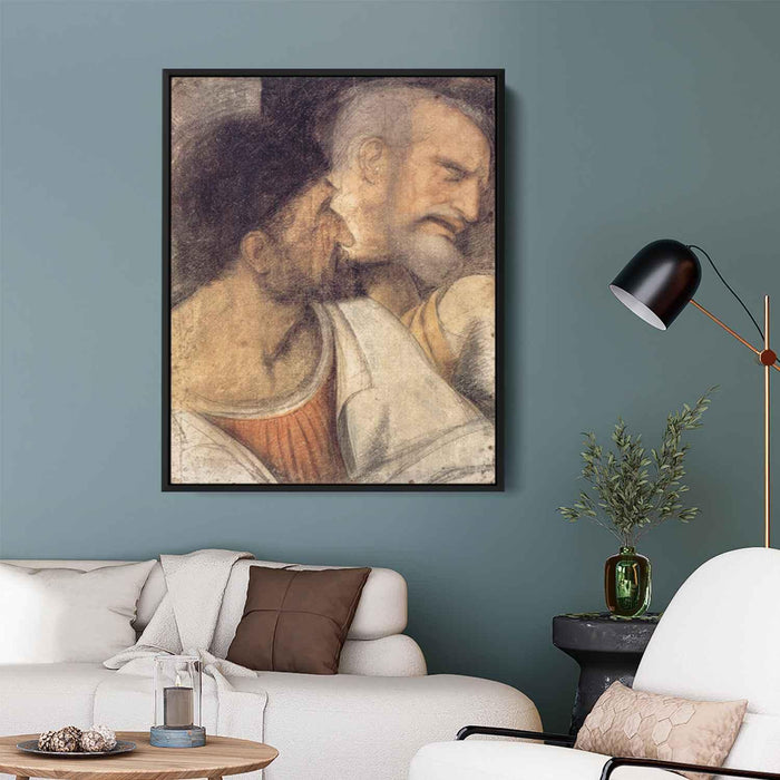 Heads of Judas and Peter by Leonardo da Vinci - Canvas Artwork