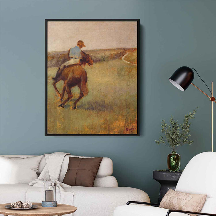 Jockey in Blue on a Chestnut Horse (1889) by Edgar Degas - Canvas Artwork