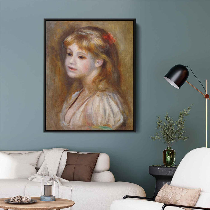 Little Girl with a Red Hair Knot (1890) by Pierre-Auguste Renoir - Canvas Artwork