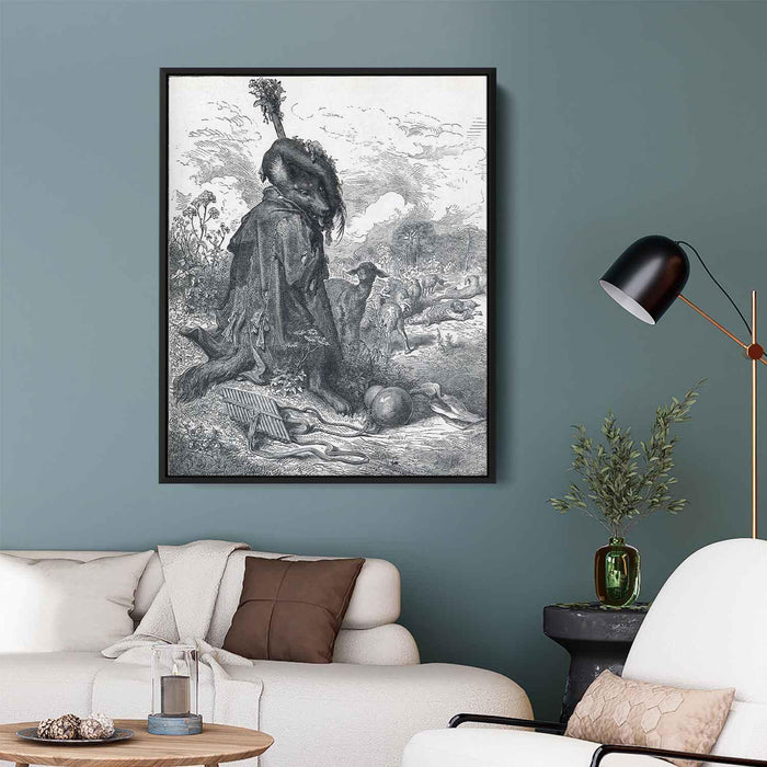 Shepherd wolf by Gustave Dore - Canvas Artwork