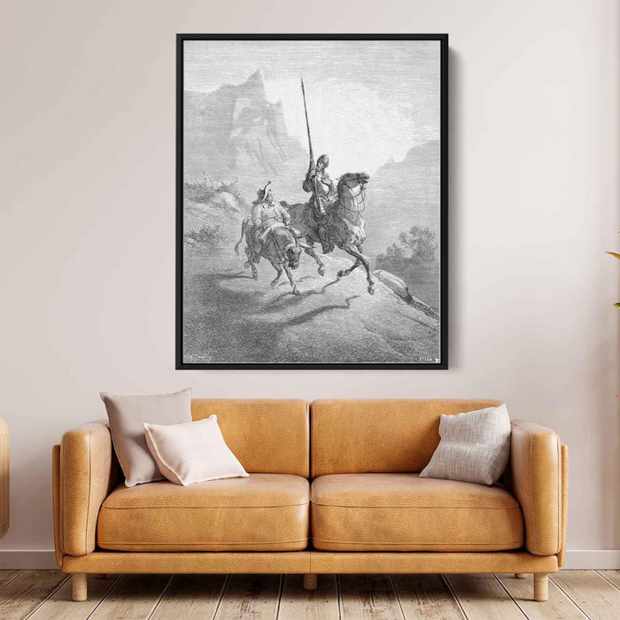 Don Quixote and Sancho Setting Out (1863) by Gustave Dore - Canvas Artwork