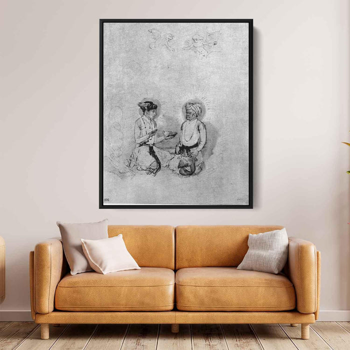 Emperor Akbar and his son, the future Eperor Djahângir by Rembrandt - Canvas Artwork