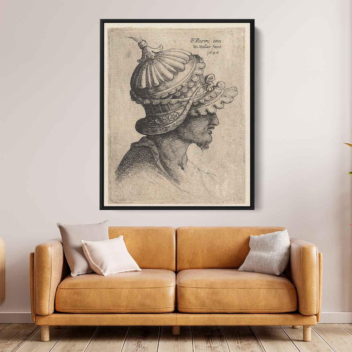 Extravagantly ornamental helmet by Parmigianino - Canvas Artwork