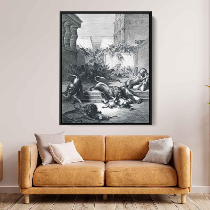 Foreign Nations Are Slain by Lions in Samaria by Gustave Dore - Canvas Artwork