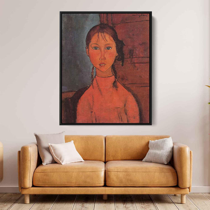 Girl with Pigtails (1918) by Amedeo Modigliani - Canvas Artwork