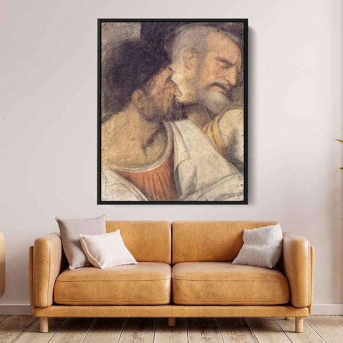 Heads of Judas and Peter by Leonardo da Vinci - Canvas Artwork