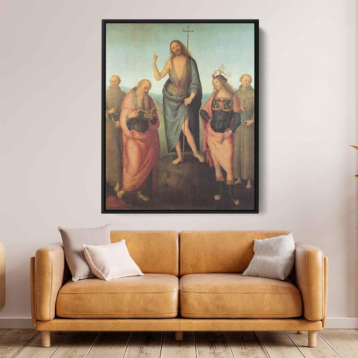 John the Baptist and four saints (1510) by Pietro Perugino - Canvas Artwork