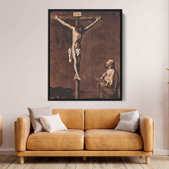 St. Luke as a Painter before Christ on the Cross (1660) by Francisco de Zurbaran - Canvas Artwork
