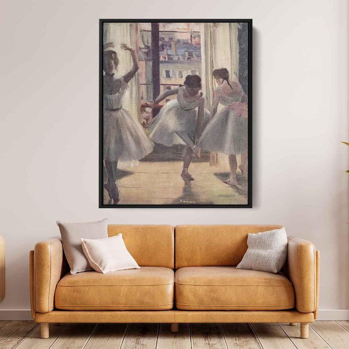 Three Dancers in an Exercise Hall (1880) by Edgar Degas - Canvas Artwork