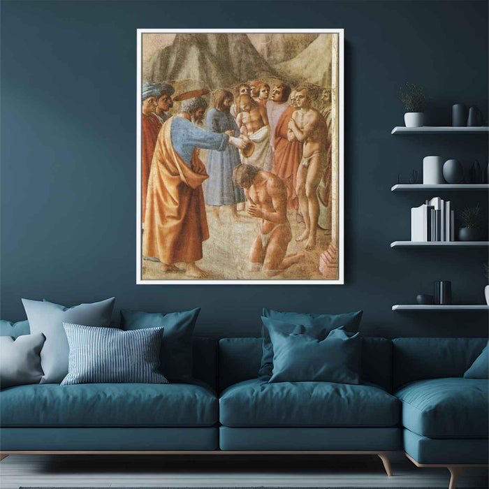 Baptism of the Neophytes (1427) by Masaccio - Canvas Artwork