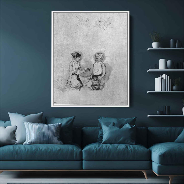 Emperor Akbar and his son, the future Eperor Djahângir by Rembrandt - Canvas Artwork