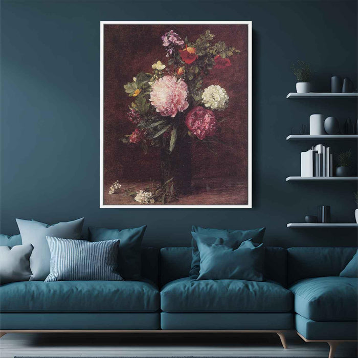 Flowers Large Bouquet with Three Peonies (1879) by Henri Fantin-Latour - Canvas Artwork