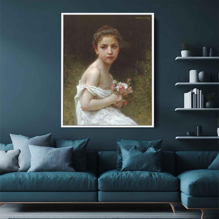 Girl bouquet (1896) by William-Adolphe Bouguereau - Canvas Artwork