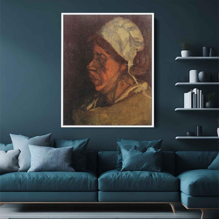 Head of a Peasant Woman with White Cap (1885) by Vincent van Gogh - Canvas Artwork