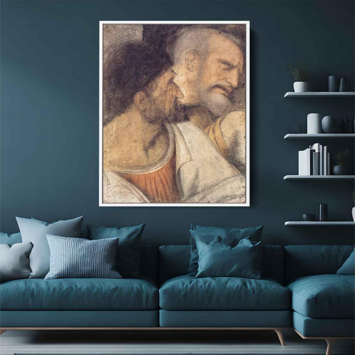 Heads of Judas and Peter by Leonardo da Vinci - Canvas Artwork