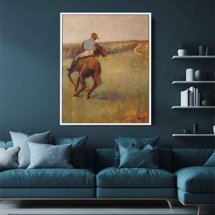 Jockey in Blue on a Chestnut Horse (1889) by Edgar Degas - Canvas Artwork