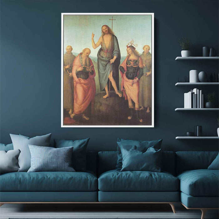 John the Baptist and four saints (1510) by Pietro Perugino - Canvas Artwork