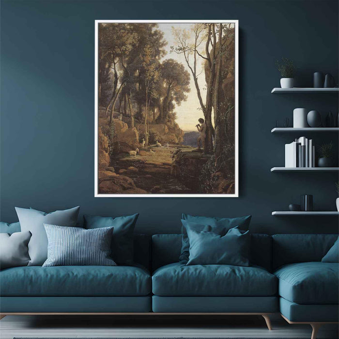 Landscape, Setting Sun (The Little Shepherd) by Camille Corot - Canvas Artwork