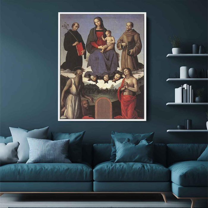 Madonna and Child with Four Saints (Tezi Altarpiece) (1500) by Pietro Perugino - Canvas Artwork